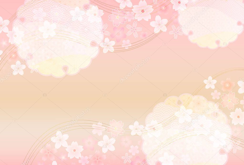 Japanese pattern New Year's card Cherry Blossoms background
