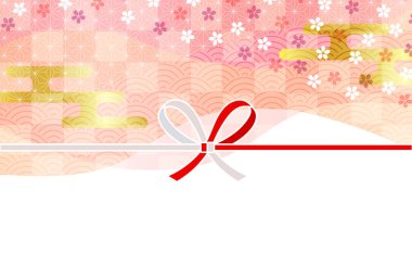 Kiraz Çiçeği Japon desenli yeni yıl kartı arkaplanı