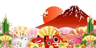 İnek Yeni Yıl Kartı Japon şablonu