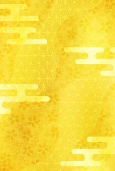 Japanisches Muster Neujahrskarte Gold Hintergrund — Stockvektor