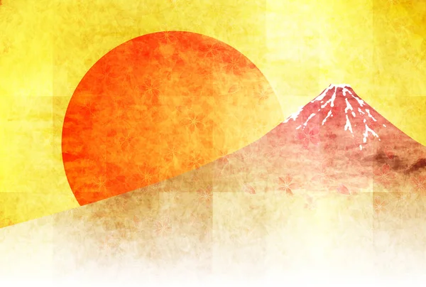 Fuji New Years Card Sunrise Background — 스톡 벡터