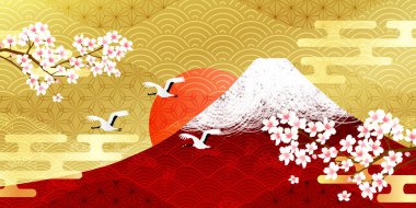 Mt. Fuji Japon desenli yeni yıl kartı geçmişi