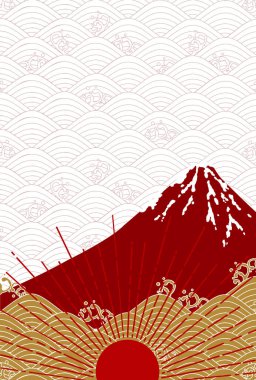Mt. Fuji Japon desenli yeni yıl kartı geçmişi