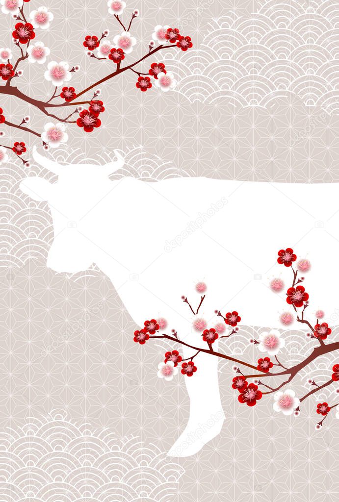 Cow New Year's card Zodiac background