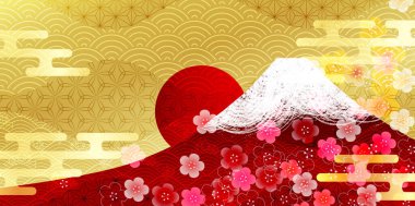 Mt. Fuji eriği Japon desenli arka plan