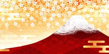 Kiraz çiçekleri, Mt. Fuji bahar arkaplanı