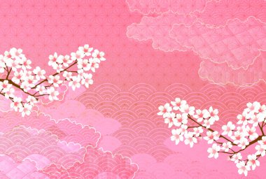 Kiraz ağacı Japon desenli bahar arkaplanı