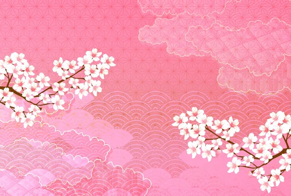 Cerezo Japonés Patrón Primavera Fondo — Archivo Imágenes Vectoriales