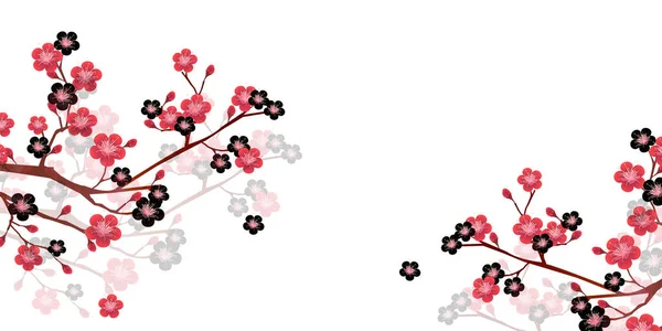 Plum Tree Spring Flower Background — Stock Vector