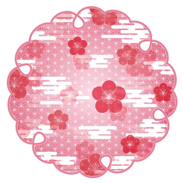 Švestkový Květ Japonský Vzor Ikona — Stockový vektor