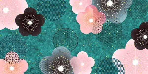 Цветок Сливы Японский Бумажный Фон — стоковый вектор
