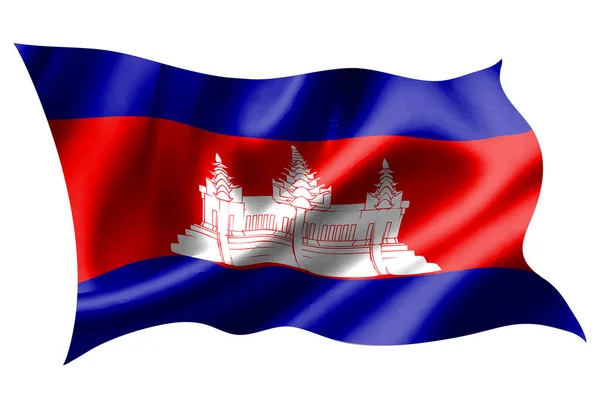 Kambodjas Nationella Flagga Siden Ikon — Stock vektor