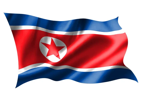 Ícone Seda Bandeira Nacional Coreia Norte — Vetor de Stock