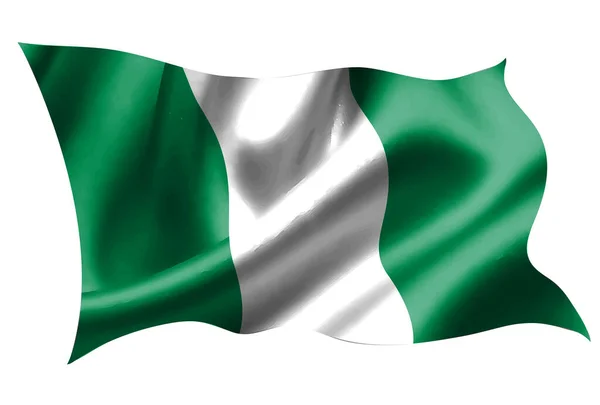 Nigérie Národní Vlajka Hedvábí Ikona — Stockový vektor
