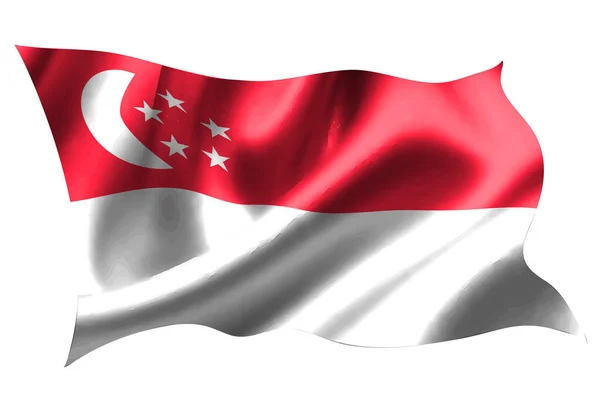 Singapore Bandiera Nazionale Icona Seta — Vettoriale Stock