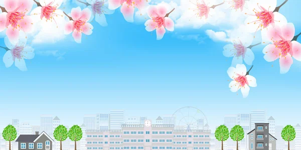 Cherry Blossoms Bloem Lente Achtergrond — Stockvector