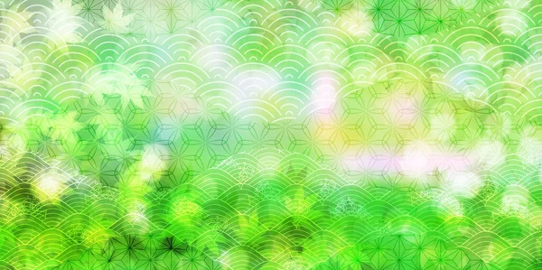 Érable Vert Frais Fond Papier Japonais — Image vectorielle