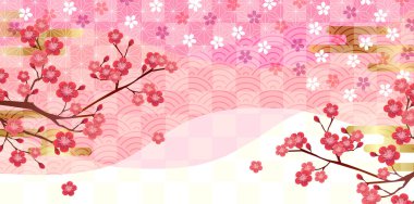 Kiraz ağacı eriği Japon desenli arka plan