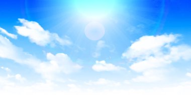 Gökyüzü mavi manzara arka planını bulutlandırır