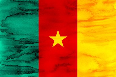 Kamerun Ulusal Bayrağı Su Boyası Japon Gazetesi