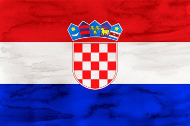 Hırvatistan Ulusal Bayrağı Japon gazetesi suluboya