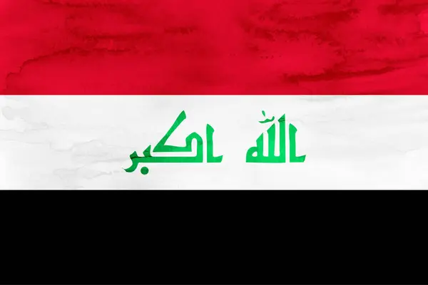 イラク国旗水彩日本語紙 — ストックベクタ