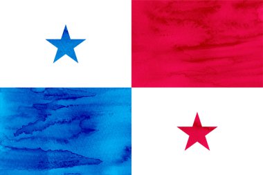 Panama Ulusal Bayrağı suluboya Japon kağıdı