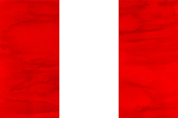 Peru National Flagga Akvarell Japanskt Papper — Stock vektor