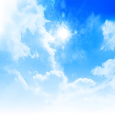 Gökyüzü mavi manzara arka planını bulutlandırır