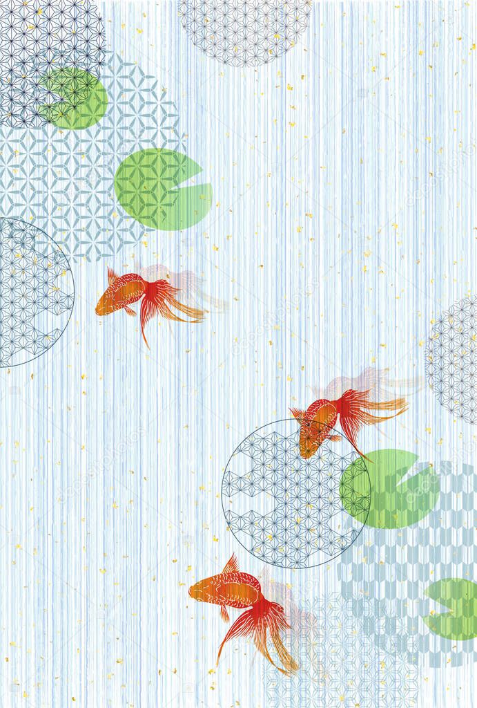 Goldfish Japanese paper summer greetings background 