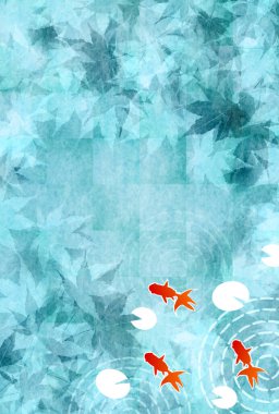 Japon balığı akçaağaç yaz mevsimi selamlama arkaplanı 