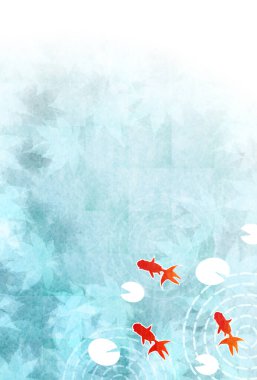 Japon balığı akçaağaç yaz mevsimi selamlama arkaplanı 