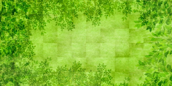 Hoja Verde Fresca Papel Japonés Fondo — Vector de stock