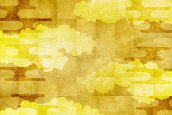 Japon Desenli Altın Japon Kağıt Arka Planı — Stok Vektör
