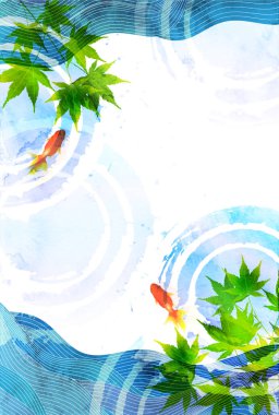 Japon şablonunu selamlayan Japon balığı yazı 