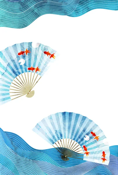 Goldfish Verano Saludo Japonés Patrón Fondo — Vector de stock