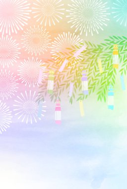 Tanabata yaz bambu deniz arka planı 