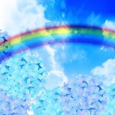 Gökkuşağı ortanca gökyüzü manzarası arka planı 