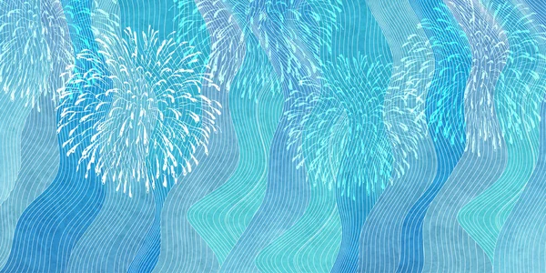 Feu Artifice Vague Mer Motif Japonais Fond — Image vectorielle