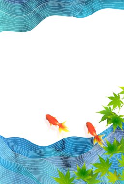 Japon balığı dalgası yaz arkaplanını selamlıyor