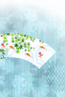 Japon balığı akçaağaç yaz mevsimi selamlama arkaplanı 