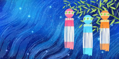 Tanabata Samanyolu bambu arka planı 