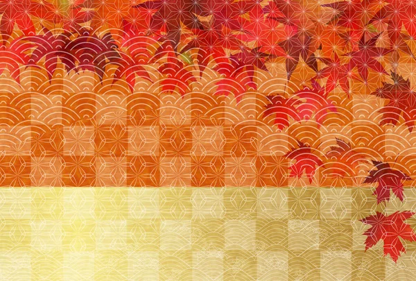 Feuilles Automne Érable Papier Japonais Fond — Image vectorielle