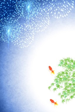 Japon Balığı havai fişekleri yaz arkaplanı 