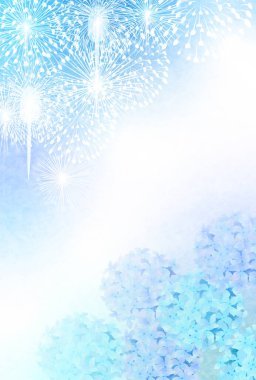 Ortanca havai fişekleri yaz arkaplanını selamlıyor 