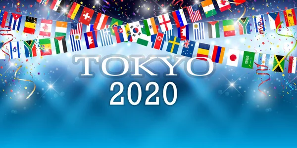 东京2020年国旗背景 — 图库矢量图片