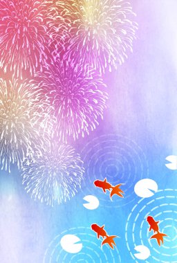 Yaz kutlamaları havai fişek balığı arkaplanı 