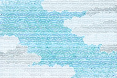 Japon desenli bulutlu dalga arkaplanı 