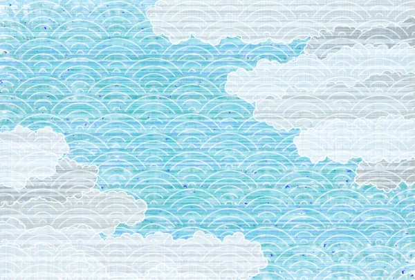 Cloud Japanse Patroon Golf Achtergrond — Stockvector