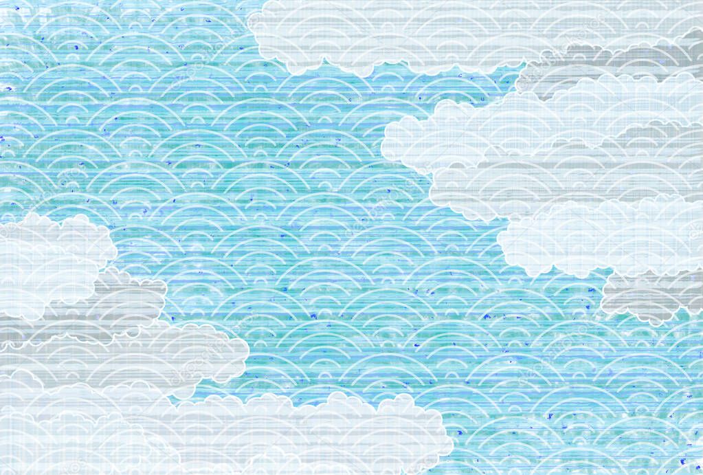 Cloud Japanese pattern wave background 